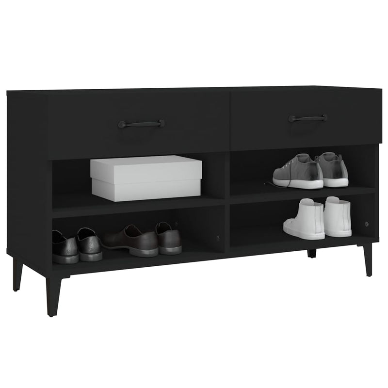 vidaXL fekete szerelt fa cipősszekrény 102x35x55 cm
