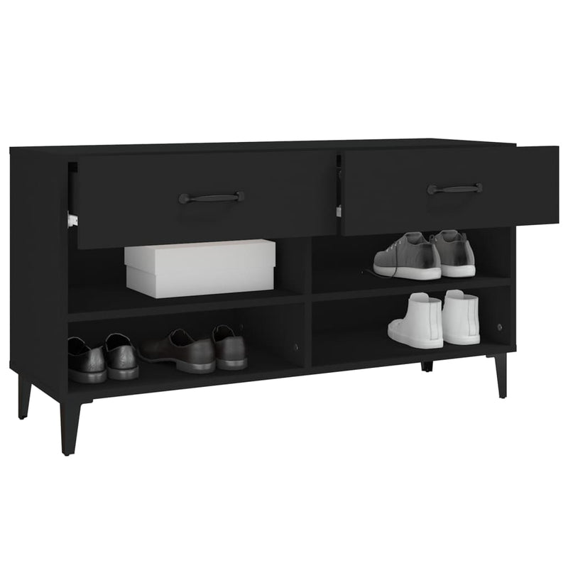 vidaXL fekete szerelt fa cipősszekrény 102x35x55 cm