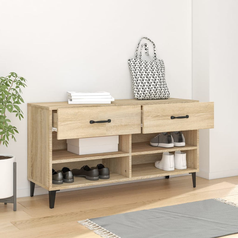 vidaXL sonoma-tölgyszínű szerelt fa cipőszekrény 102x35x55 cm