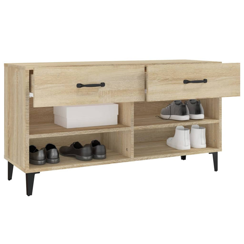 vidaXL sonoma-tölgyszínű szerelt fa cipőszekrény 102x35x55 cm