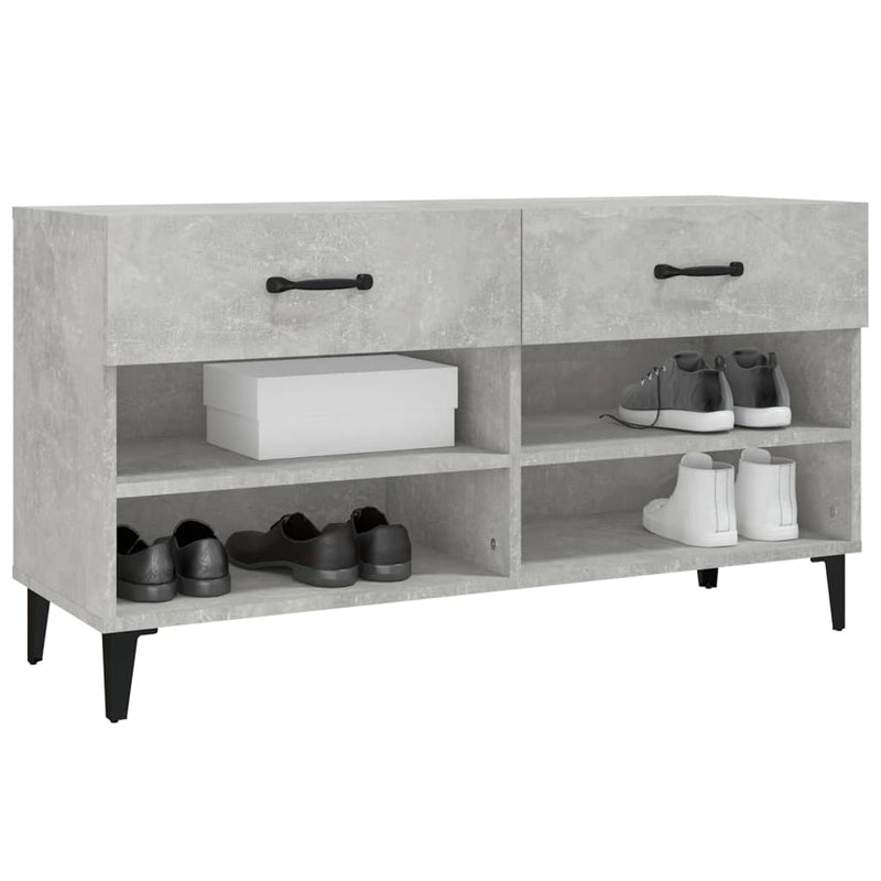 vidaXL betonszürke szerelt fa cipőszekrény 102x35x55 cm
