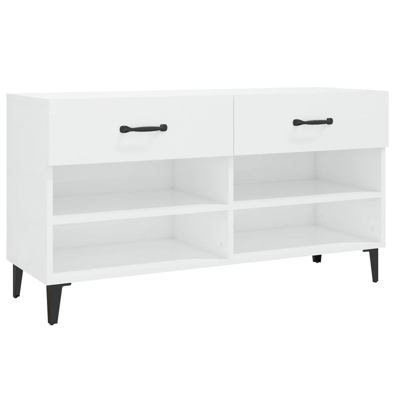 vidaXL magasfényű fehér szerelt fa cipőszekrény 102x35x55 cm