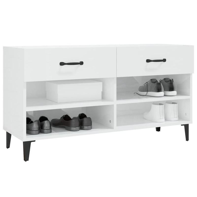 vidaXL magasfényű fehér szerelt fa cipőszekrény 102x35x55 cm
