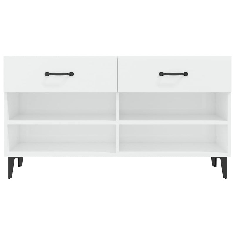 vidaXL magasfényű fehér szerelt fa cipőszekrény 102x35x55 cm