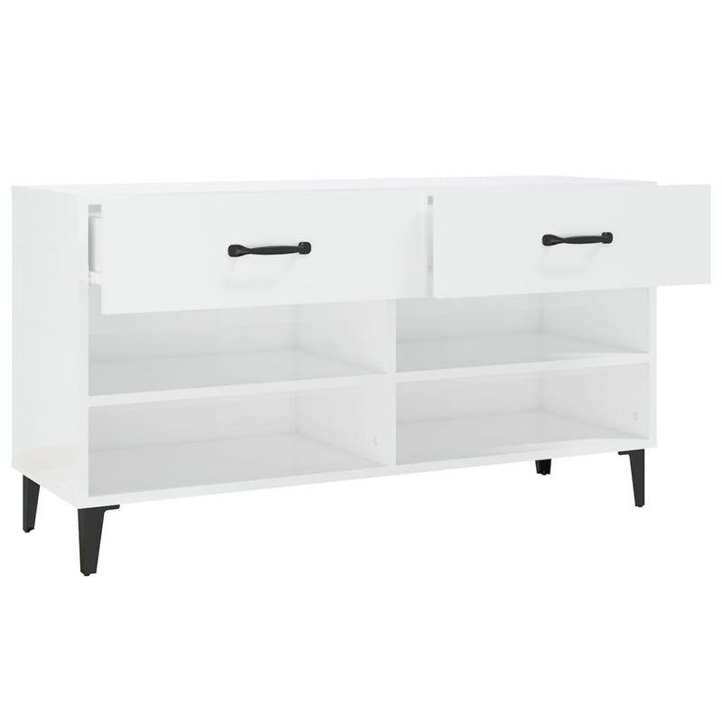 vidaXL magasfényű fehér szerelt fa cipőszekrény 102x35x55 cm