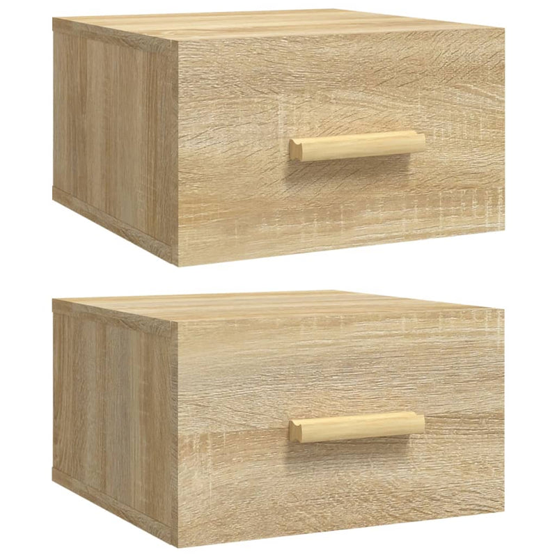 vidaXL 2 db sonoma tölgy falra szerelhető éjjeliszekrény 35x35x20 cm
