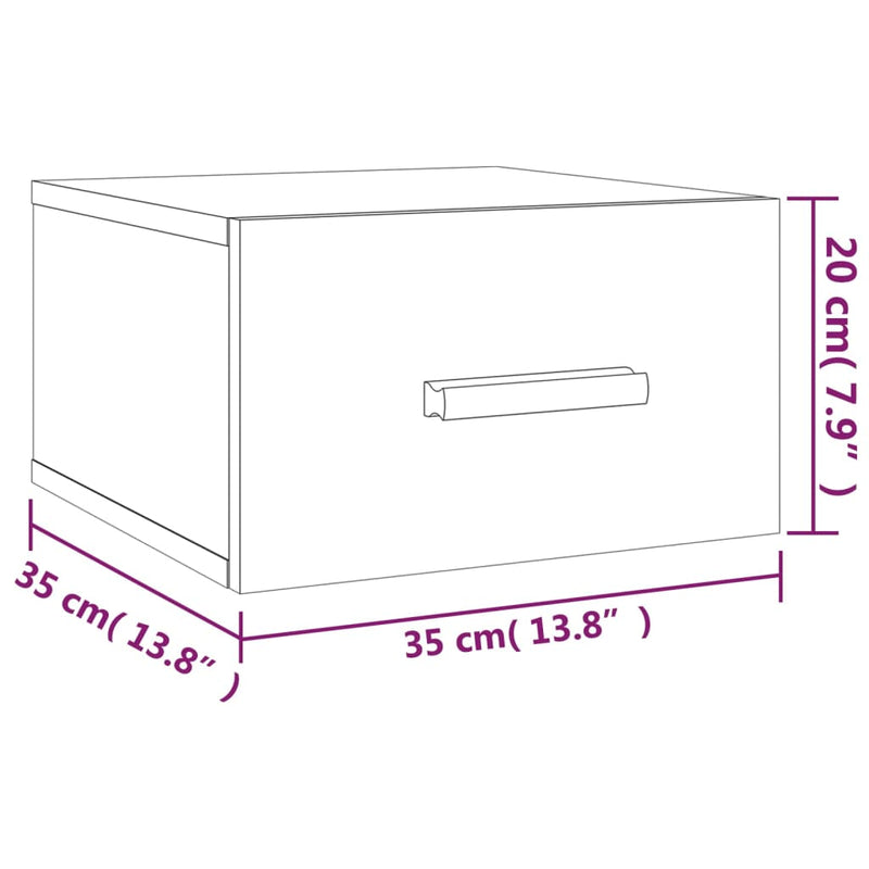 vidaXL 2 db betonszürke falra szerelhető éjjeliszekrény 35x35x20 cm