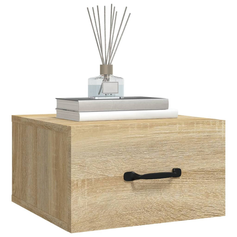vidaXL 2 db sonoma tölgy falra szerelhető éjjeliszekrény 35x35x20 cm