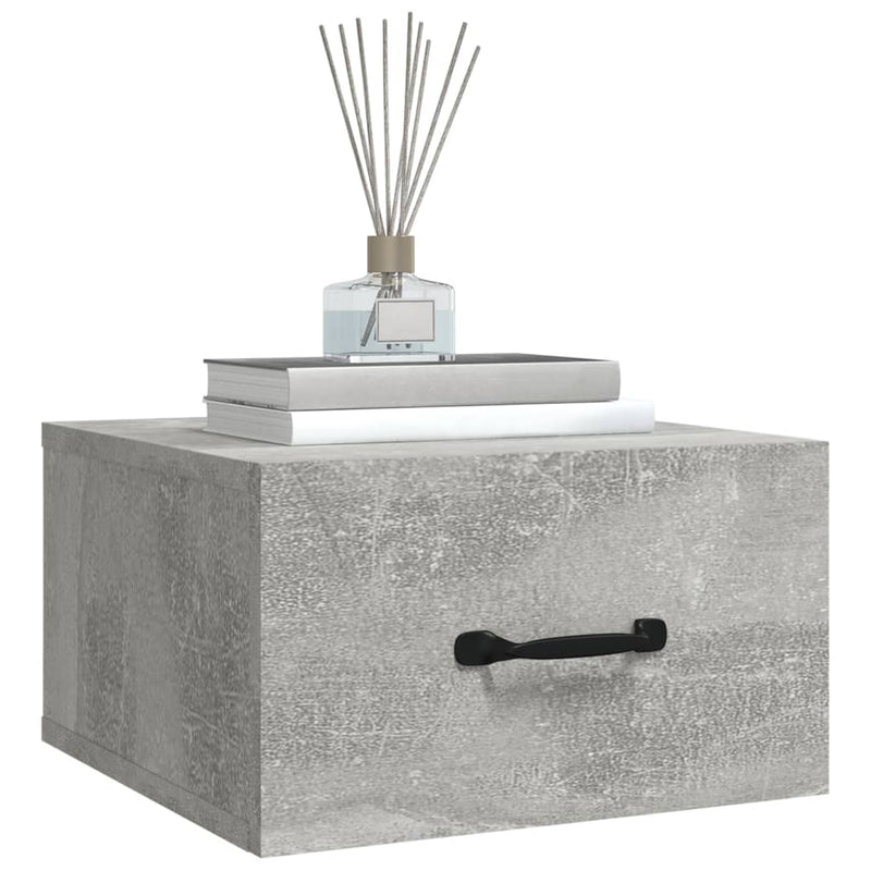 vidaXL 2 db betonszürke falra szerelhető éjjeliszekrény 35x35x20 cm