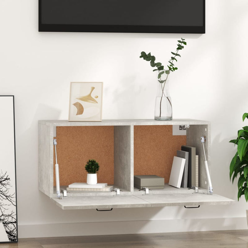 vidaXL betonszürke szerelt fa faliszekrény 80 x 36,5 x 35 cm