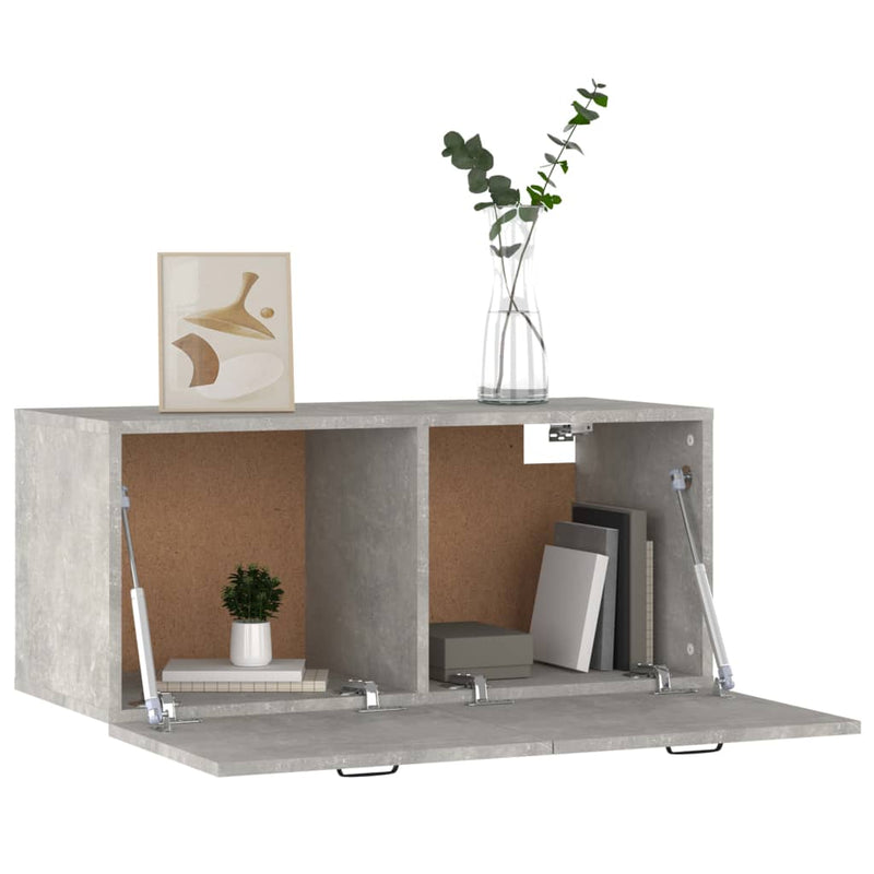 vidaXL betonszürke szerelt fa faliszekrény 80 x 36,5 x 35 cm