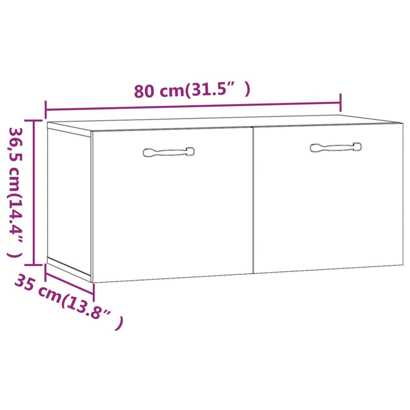 vidaXL betonszürke szerelt fa faliszekrény 80 x 36,5 x 35 cm