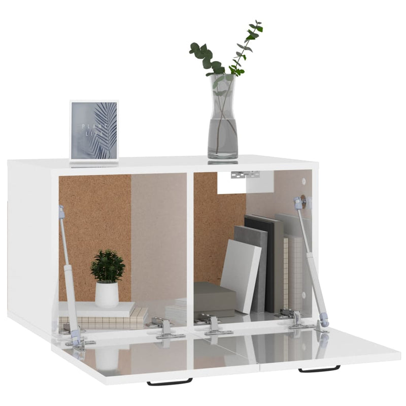 vidaXL magasfényű fehér szerelt fa faliszekrény 80 x 36,5 x 35 cm