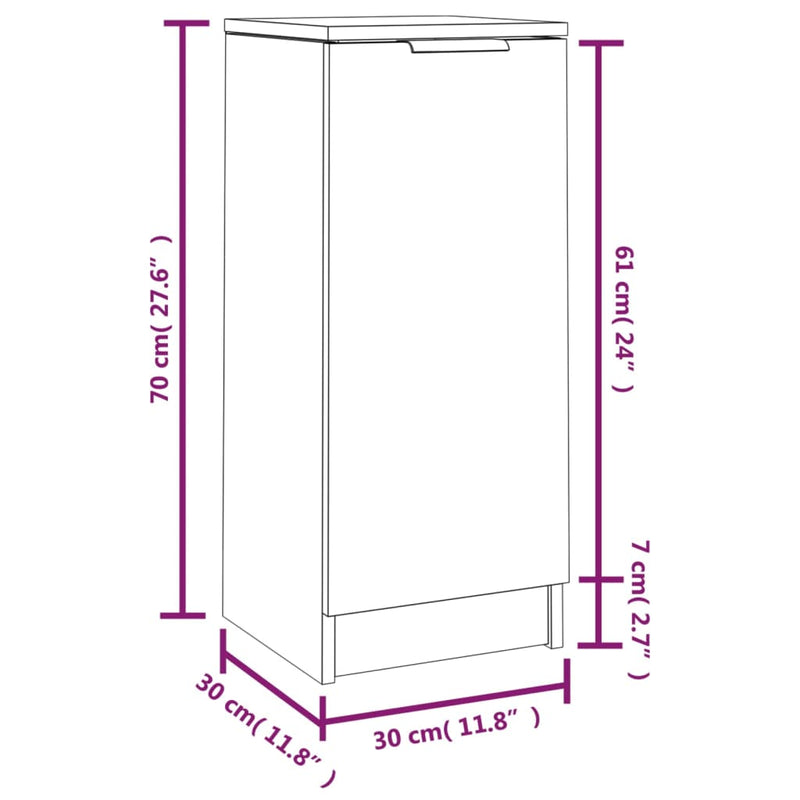 vidaXL 2 db füstös tölgyszínű szerelt fa tálalószekrény 30x30x70 cm