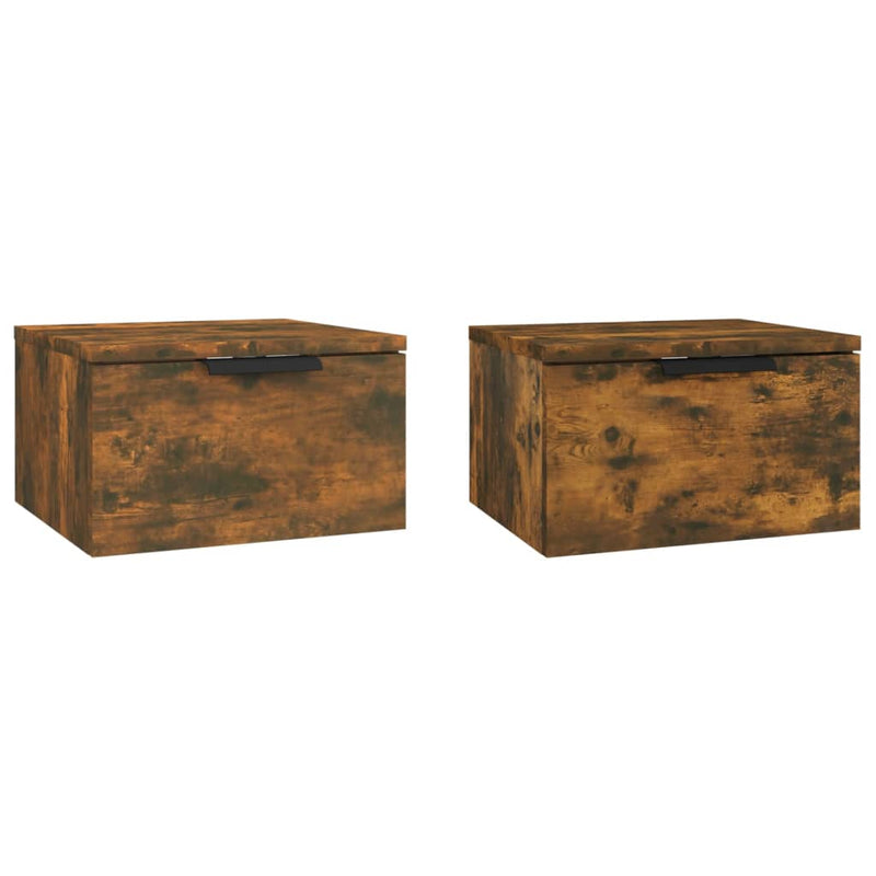 vidaXL 2 db füstös tölgy falra szerelhető éjjeliszekrény 34x30x20 cm