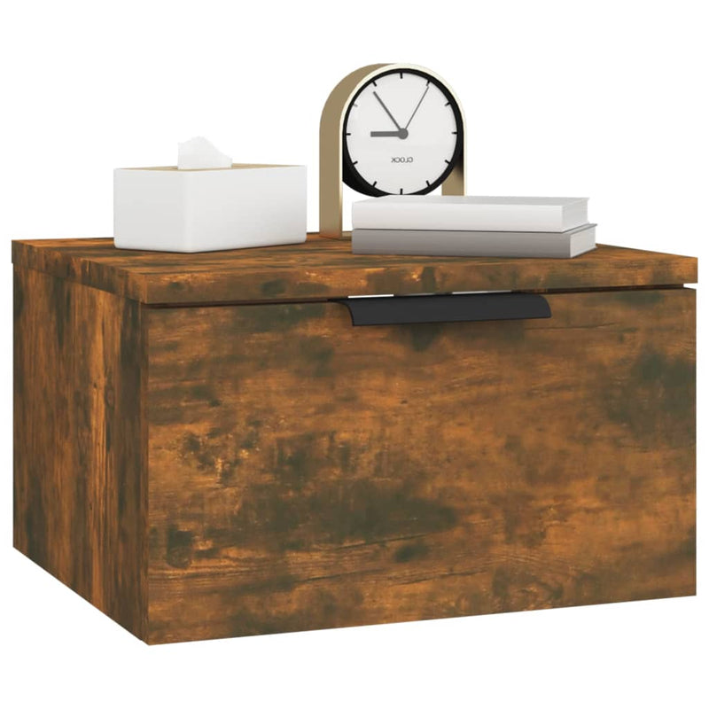 vidaXL 2 db füstös tölgy falra szerelhető éjjeliszekrény 34x30x20 cm