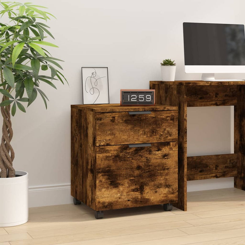 vidaXL füstös tölgy színű szerelt fa kerekes iratszekrény 45x38x45cm