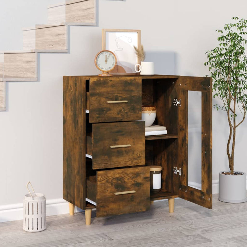 vidaXL füstös tölgy színű szerelt fa tálalószekrény 69,5 x 34 x 90 cm