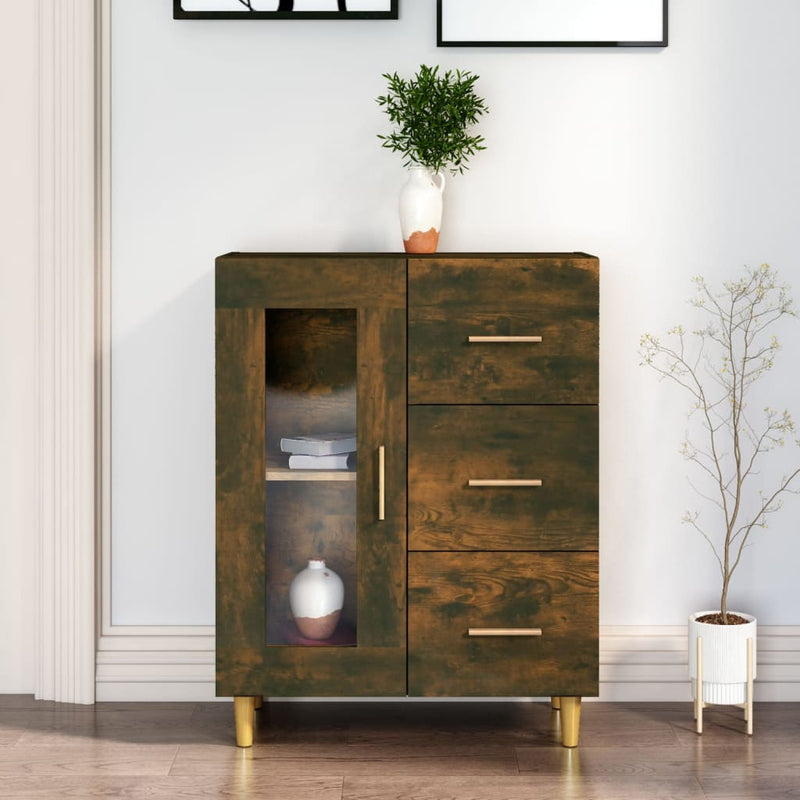 vidaXL füstös tölgy színű szerelt fa tálalószekrény 69,5 x 34 x 90 cm