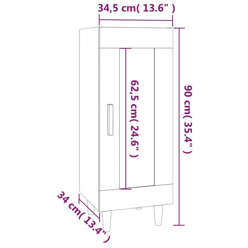 vidaXL füstös tölgy színű szerelt fa tálalószekrény 34,5 x 34 x 90 cm