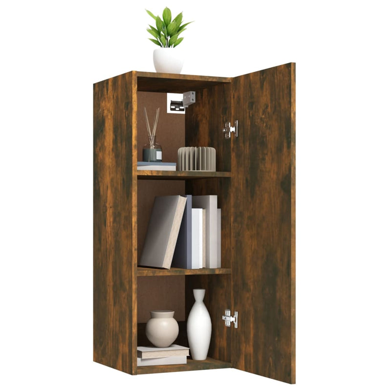 vidaXL füstös tölgy színű szerelt fa faliszekrény 34,5 x 34 x 90 cm