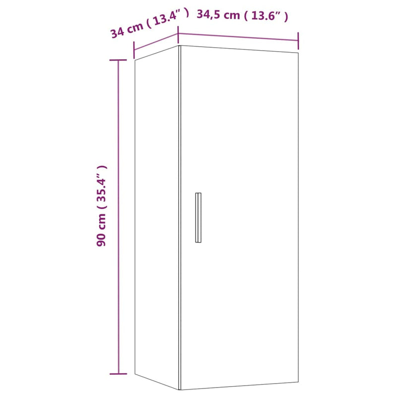 vidaXL füstös tölgy színű szerelt fa faliszekrény 34,5 x 34 x 90 cm