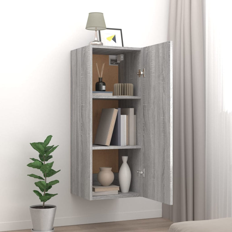 vidaXL szürke sonoma színű szerelt fa faliszekrény 34,5 x 34 x 90 cm