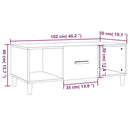 vidaXL szürke sonoma színű szerelt fa dohányzóasztal 102 x 50 x 40 cm