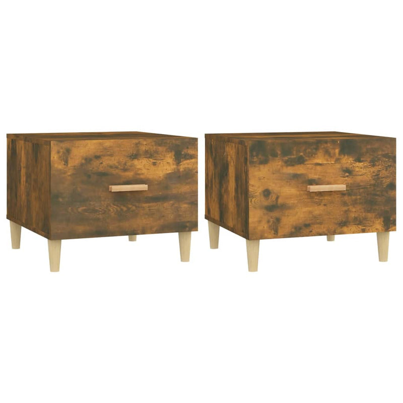 vidaXL 2 db füstös tölgy szerelt fa dohányzóasztal 50 x 50 x 40 cm