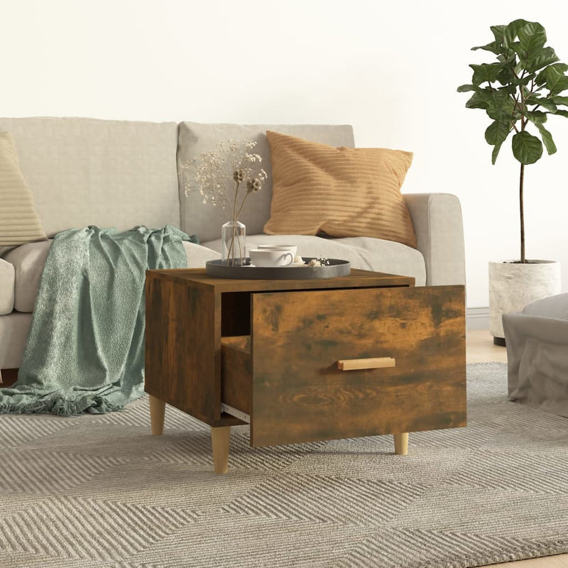 vidaXL 2 db füstös tölgy szerelt fa dohányzóasztal 50 x 50 x 40 cm