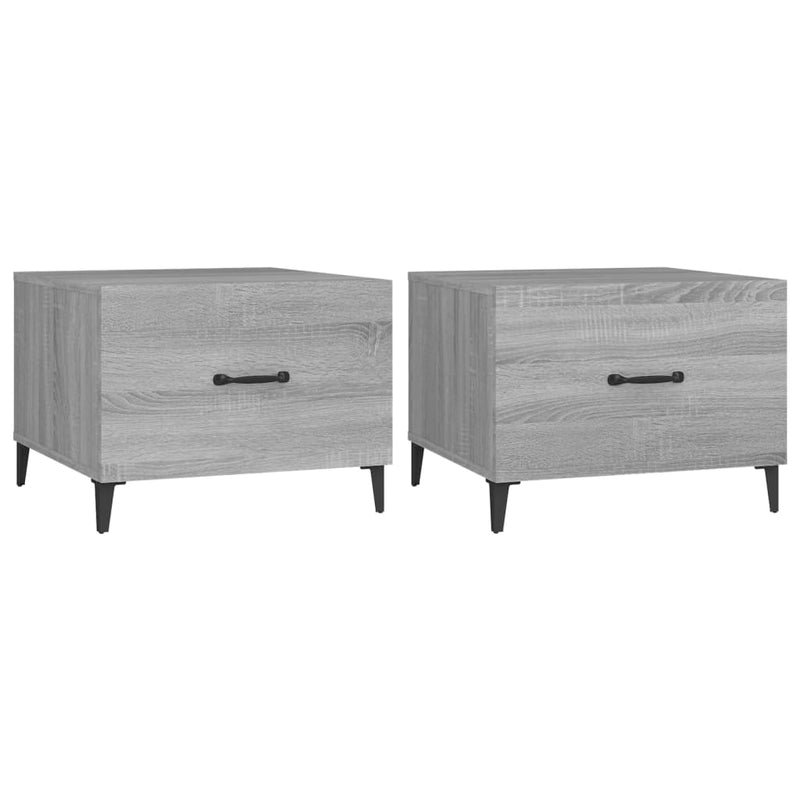 vidaXL 2 db szürke sonoma színű dohányzóasztal fémlábakkal 50x50x40 cm