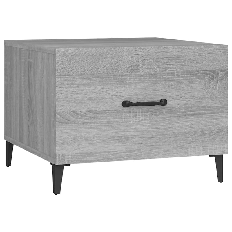 vidaXL 2 db szürke sonoma színű dohányzóasztal fémlábakkal 50x50x40 cm