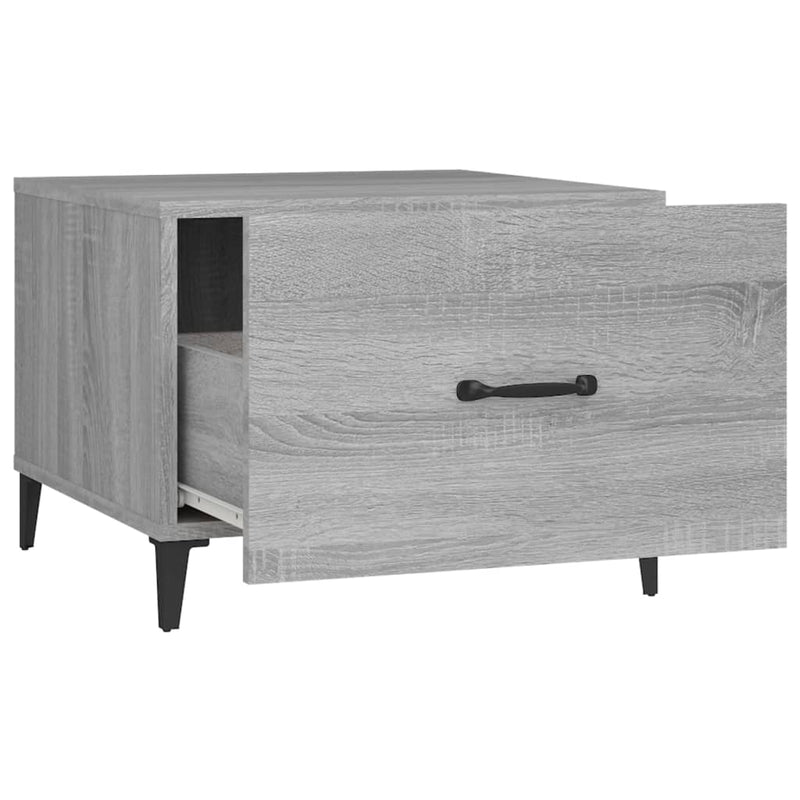 vidaXL 2 db szürke sonoma színű dohányzóasztal fémlábakkal 50x50x40 cm