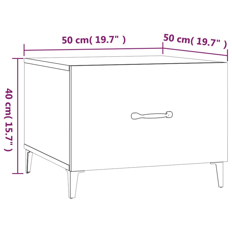 vidaXL 2 db szürke sonoma színű dohányzóasztal fémlábakkal 50x50x40 cm
