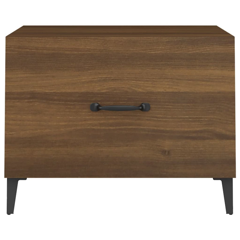 vidaXL 2 db barna tölgy színű dohányzóasztal fém lábakkal 50x50x40 cm