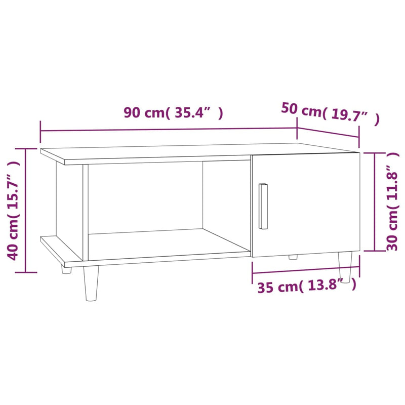 vidaXL barna tölgyszínű szerelt fa dohányzóasztal 90 x 50 x 40 cm