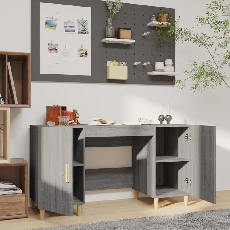 vidaXL szürke sonoma színű szerelt fa íróasztal 140 x 50 x 75 cm