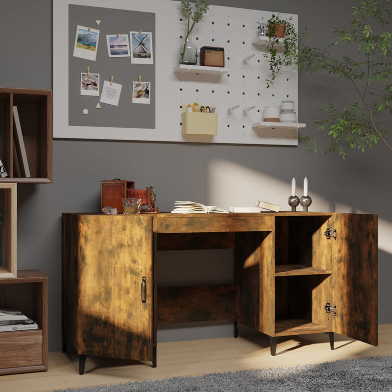 vidaXL füstös tölgy színű szerelt fa íróasztal 140 x 50 x 75 cm