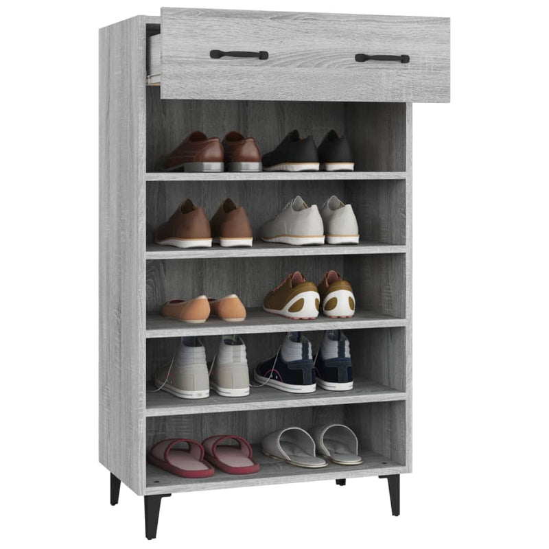 vidaXL szürke sonoma színű szerelt fa cipőszekrény 60 x 35 x 105 cm