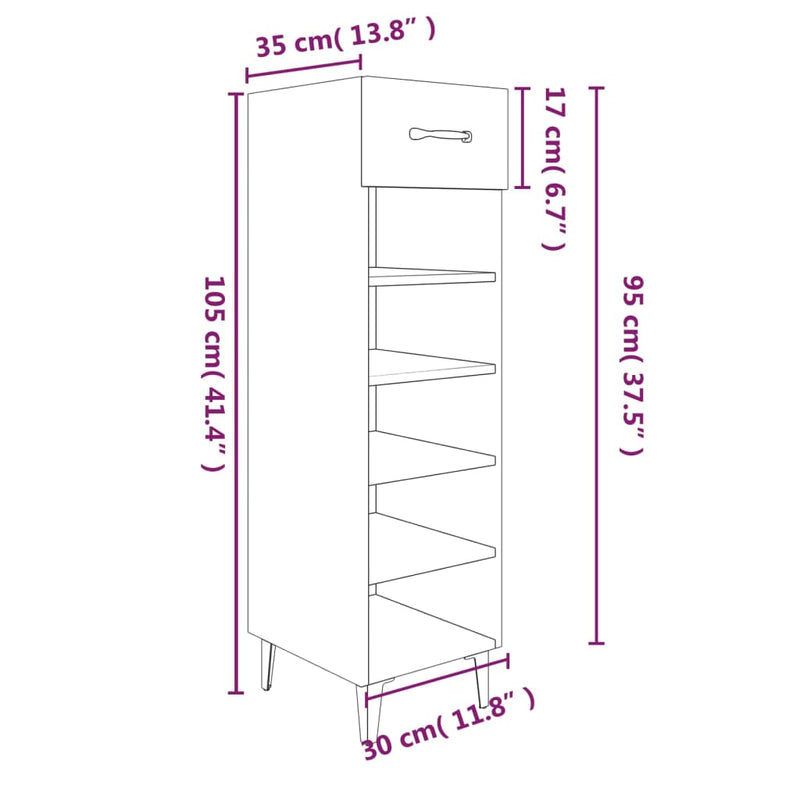 vidaXL barna tölgy színű szerelt fa cipősszekrény 30 x 35 x 105 cm