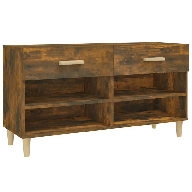 vidaXL füstös tölgyszínű szerelt fa cipősszekrény 102 x 35 x 55 cm