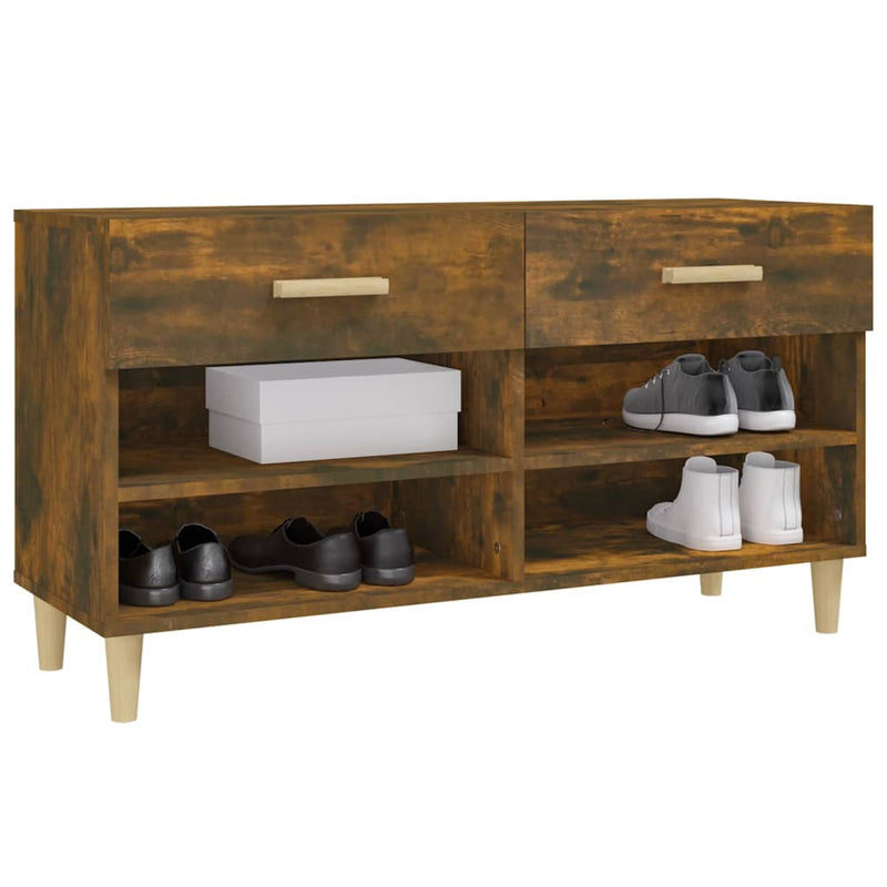 vidaXL füstös tölgyszínű szerelt fa cipősszekrény 102 x 35 x 55 cm