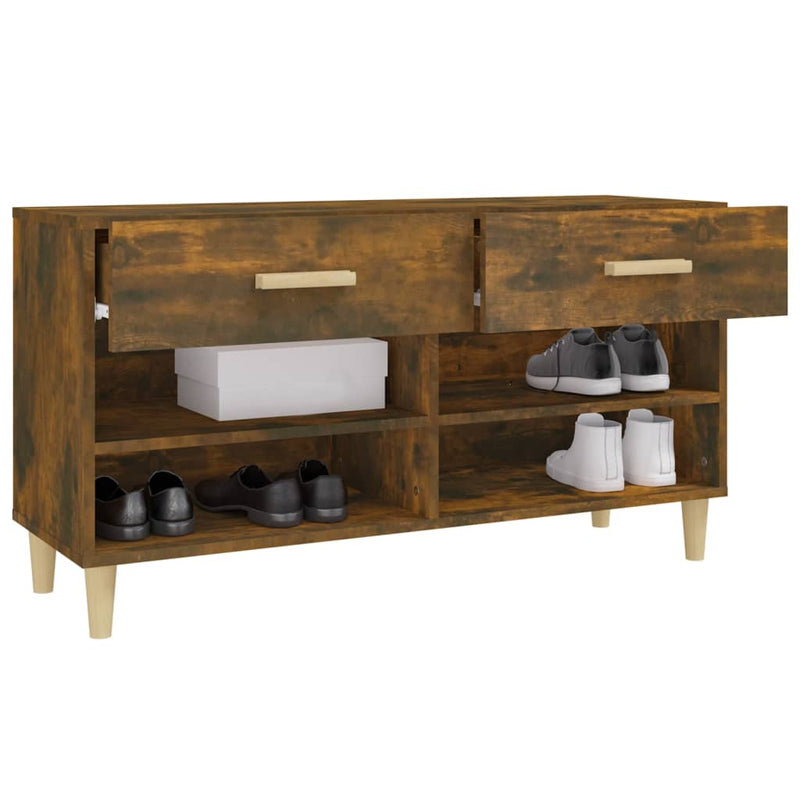vidaXL füstös tölgyszínű szerelt fa cipősszekrény 102 x 35 x 55 cm