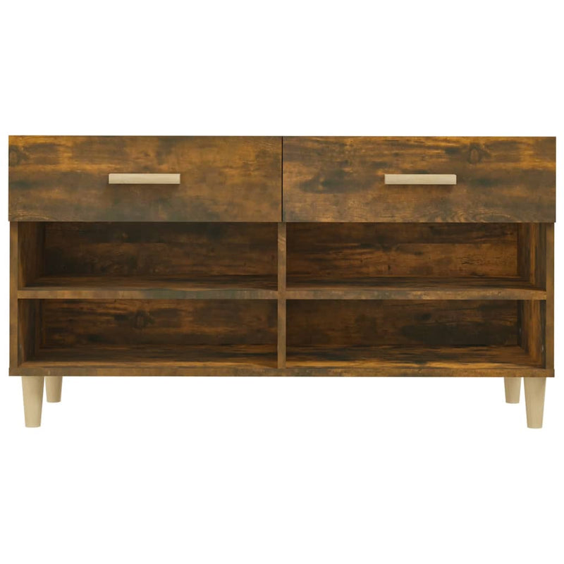 vidaXL füstös tölgyszínű szerelt fa cipősszekrény 102 x 35 x 55 cm