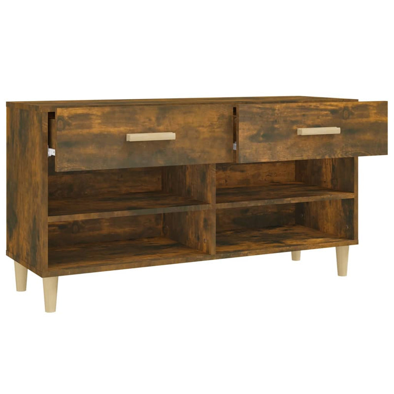 vidaXL füstös tölgyszínű szerelt fa cipősszekrény 102 x 35 x 55 cm