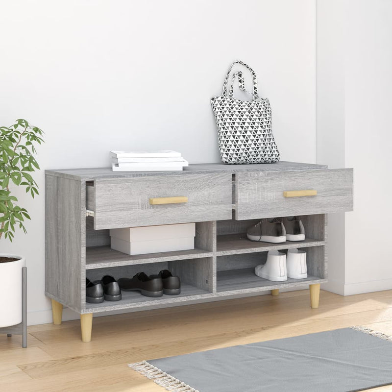 vidaXL szürke sonoma színű szerelt fa cipőszekrény 102 x 35 x 55 cm