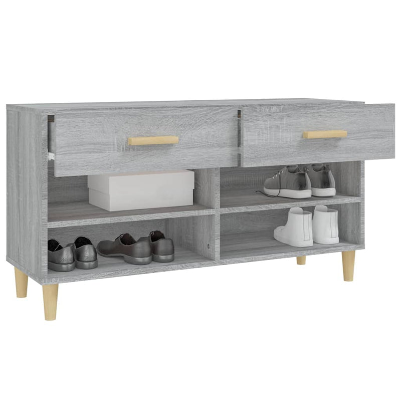 vidaXL szürke sonoma színű szerelt fa cipőszekrény 102 x 35 x 55 cm