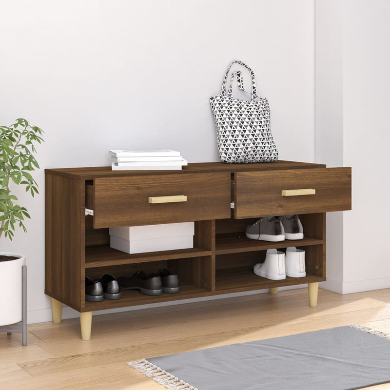 vidaXL barna tölgyszínű szerelt fa cipősszekrény 102 x 35 x 55 cm