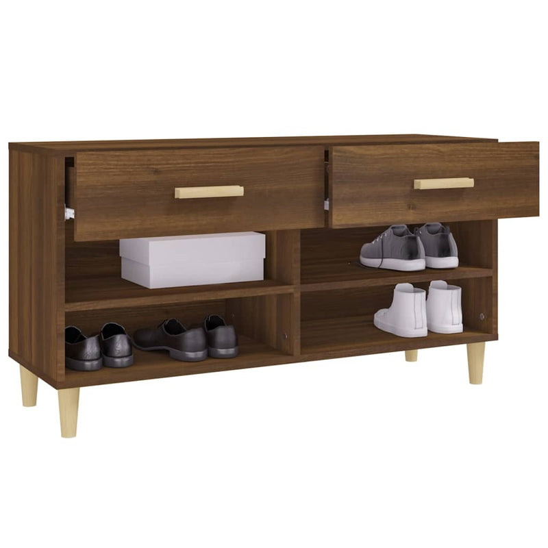 vidaXL barna tölgyszínű szerelt fa cipősszekrény 102 x 35 x 55 cm