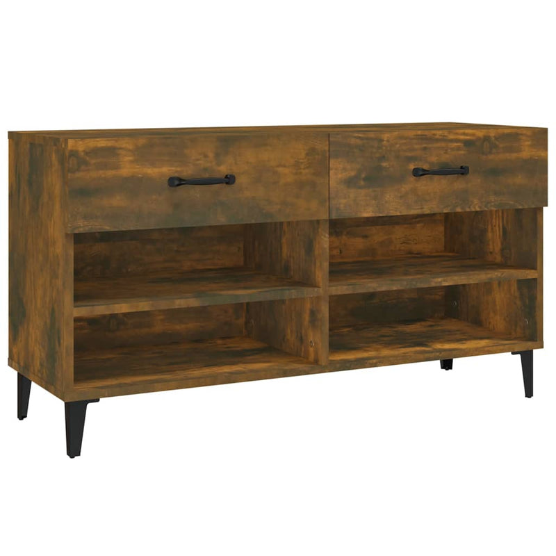 vidaXL füstös tölgyszínű szerelt fa cipősszekrény 102 x 35 x 55 cm